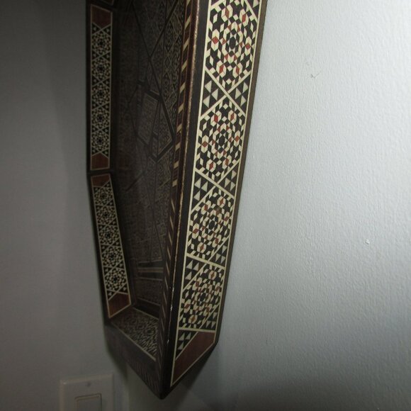 Unique 6-Sided Wood Tray with Inlays - Vintage - Picture 4 of 6